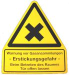 PVC film, "warning against gas accumulation with symbol" self-adhesive, 210 x 255 mm