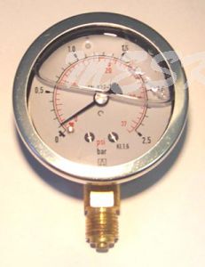 Glycerine pressure gauge 0 to 2.5 bar Ø 63mm G1 / 4 "below