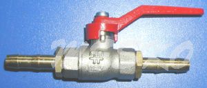 Ball Valve Brass 3 / 8 "with 2 x 10mm hose